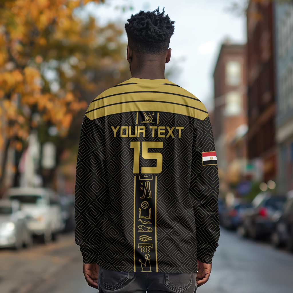 Egyptian Football Custom Long Sleeve Shirt Yalla Masr - Black Ver