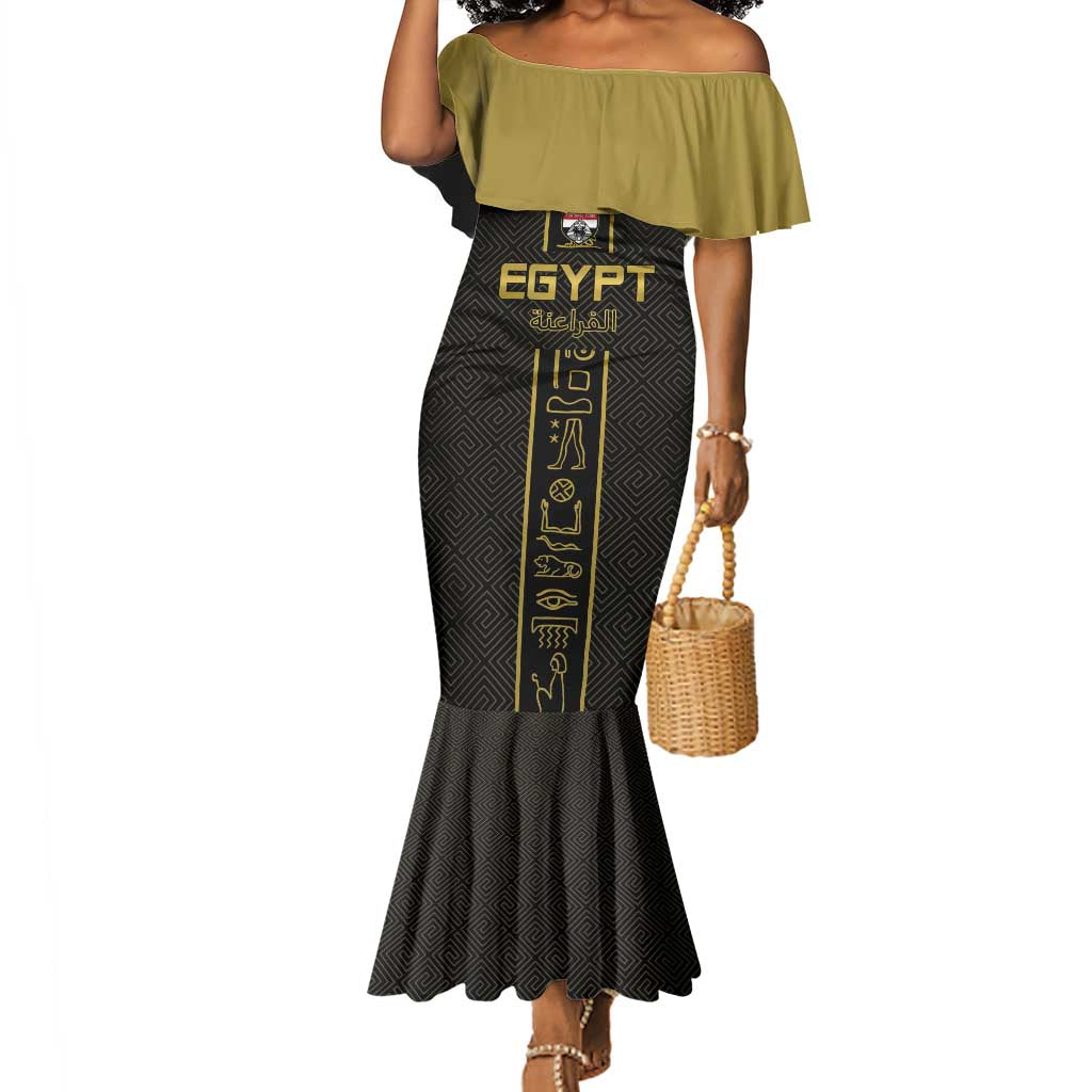 Egyptian Football Custom Mermaid Dress Yalla Masr - Black Ver