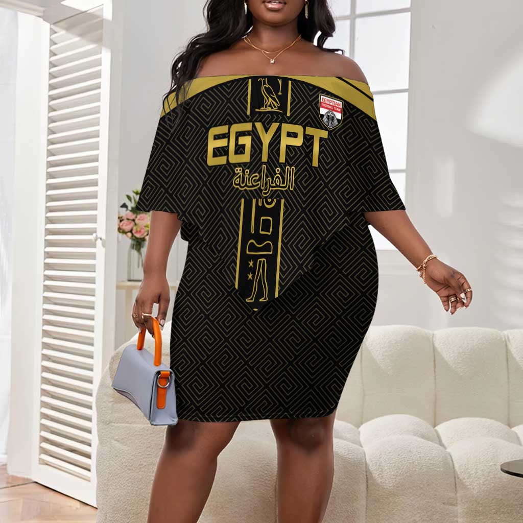 Egyptian Football Custom Off Shoulder Short Dress Yalla Masr - Black Ver