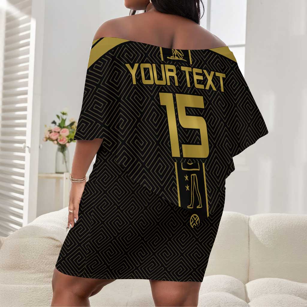 Egyptian Football Custom Off Shoulder Short Dress Yalla Masr - Black Ver