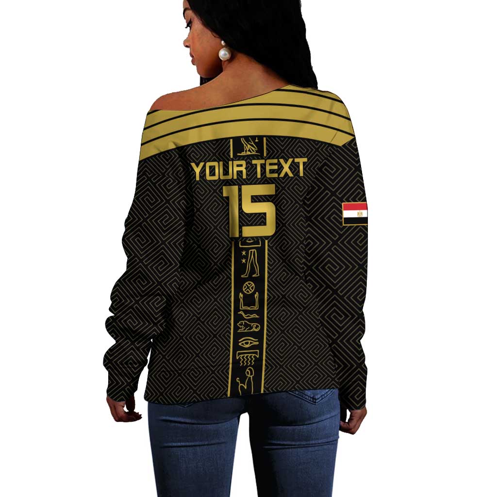 Egyptian Football Custom Off Shoulder Sweater Yalla Masr - Black Ver