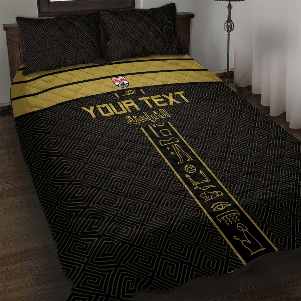 Egyptian Football Custom Quilt Bed Set Yalla Masr - Black Ver