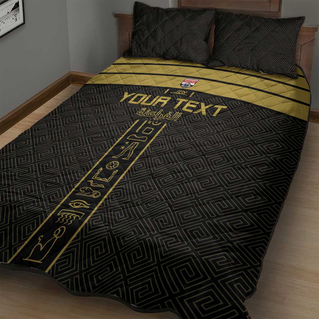 Egyptian Football Custom Quilt Bed Set Yalla Masr - Black Ver
