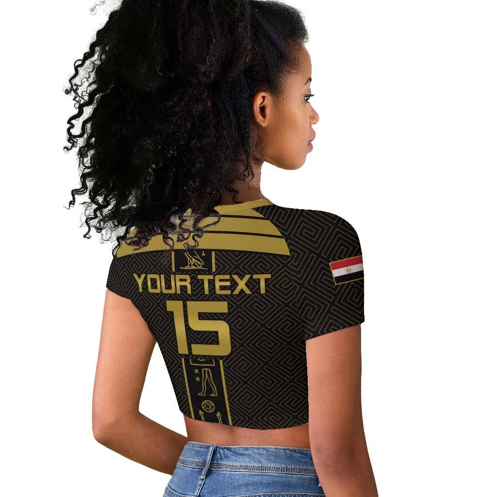 Egyptian Football Custom Raglan Cropped T shirt Yalla Masr - Black Ver