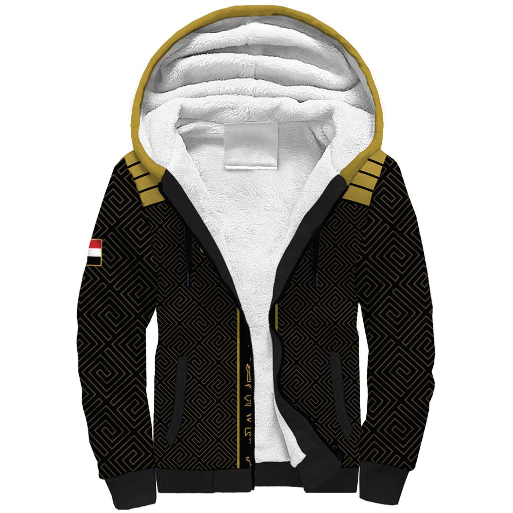 Egyptian Football Custom Sherpa Hoodie Yalla Masr - Black Ver