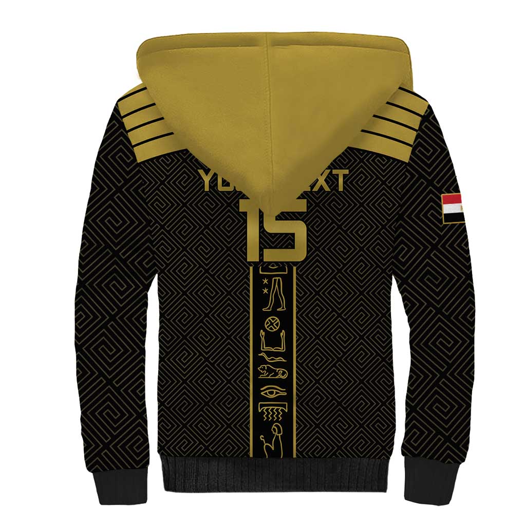 Egyptian Football Custom Sherpa Hoodie Yalla Masr - Black Ver