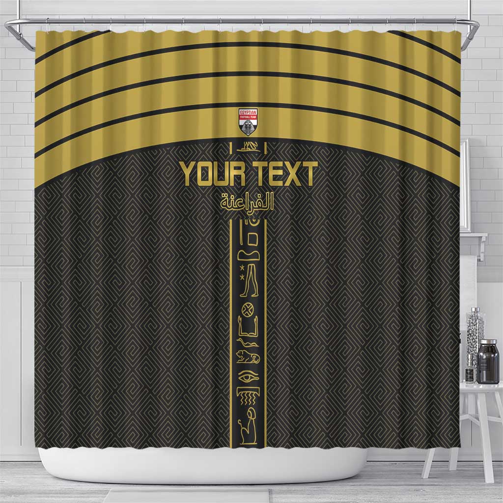 Egyptian Football Custom Shower Curtain Yalla Masr - Black Ver