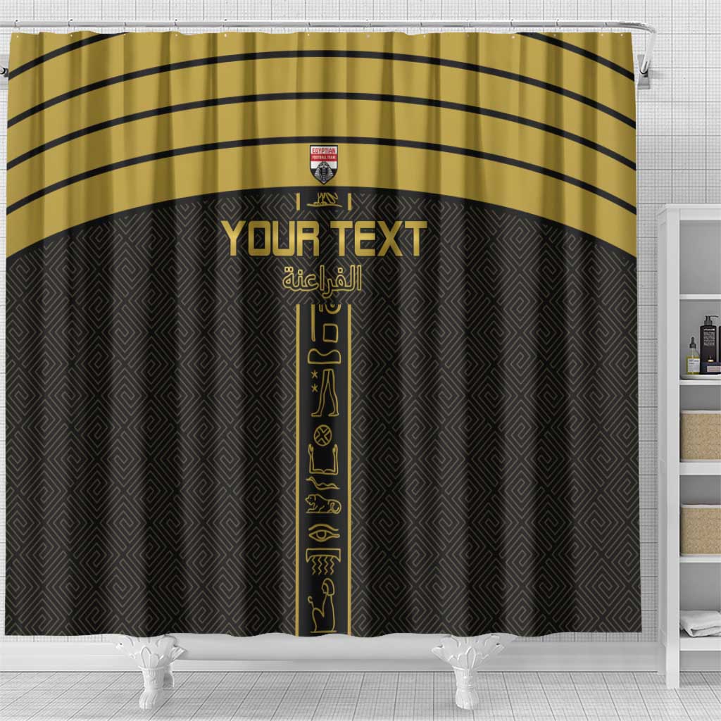 Egyptian Football Custom Shower Curtain Yalla Masr - Black Ver