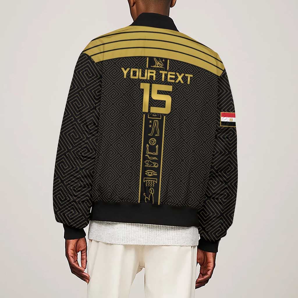 Egyptian Football Custom Sleeve Zip Bomber Jacket Yalla Masr - Black Ver