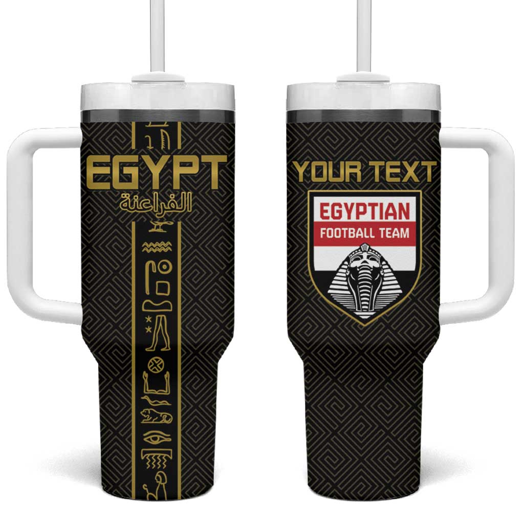 Egyptian Football Custom Tumbler With Handle Yalla Masr - Black Ver