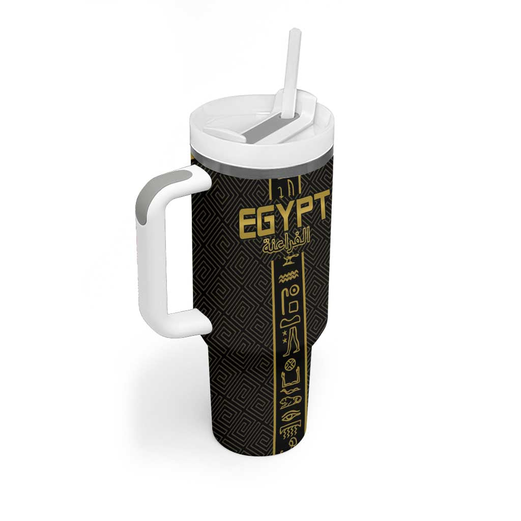 Egyptian Football Custom Tumbler With Handle Yalla Masr - Black Ver
