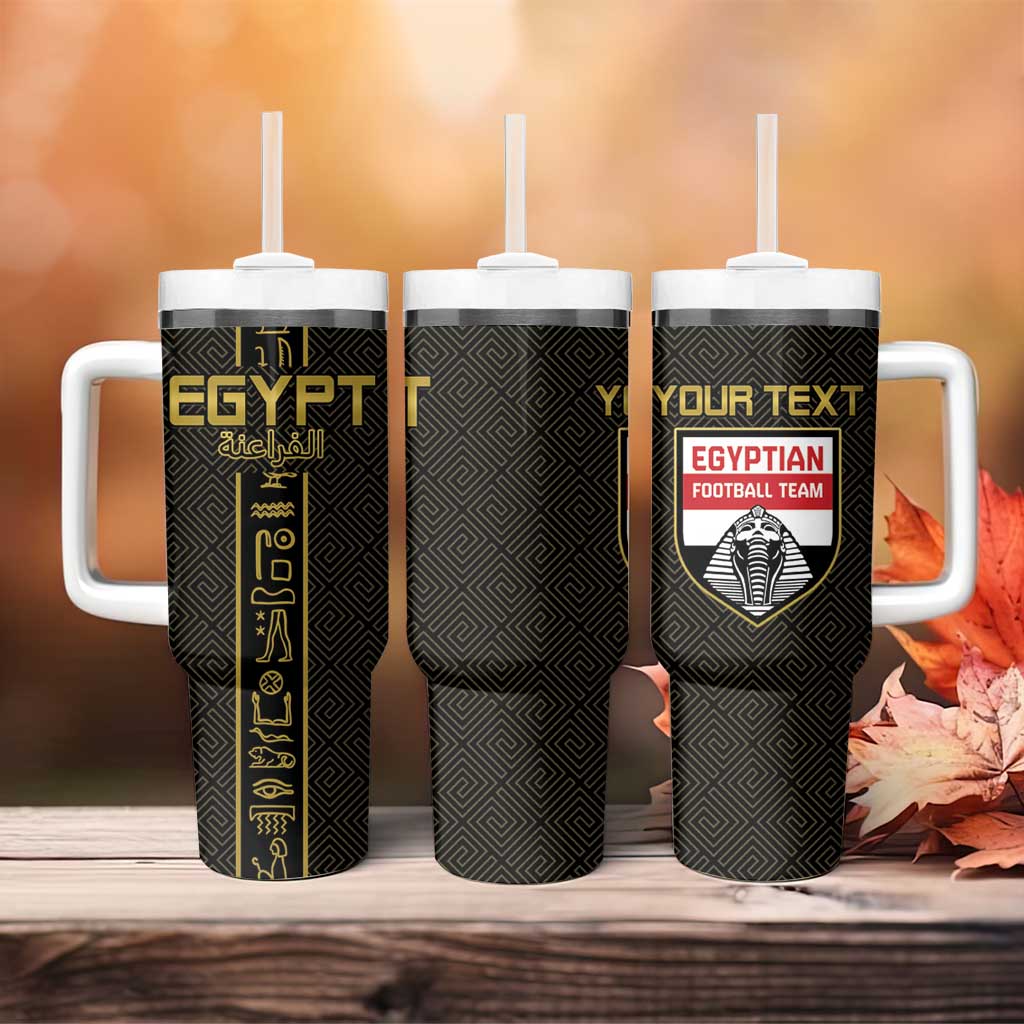 Egyptian Football Custom Tumbler With Handle Yalla Masr - Black Ver