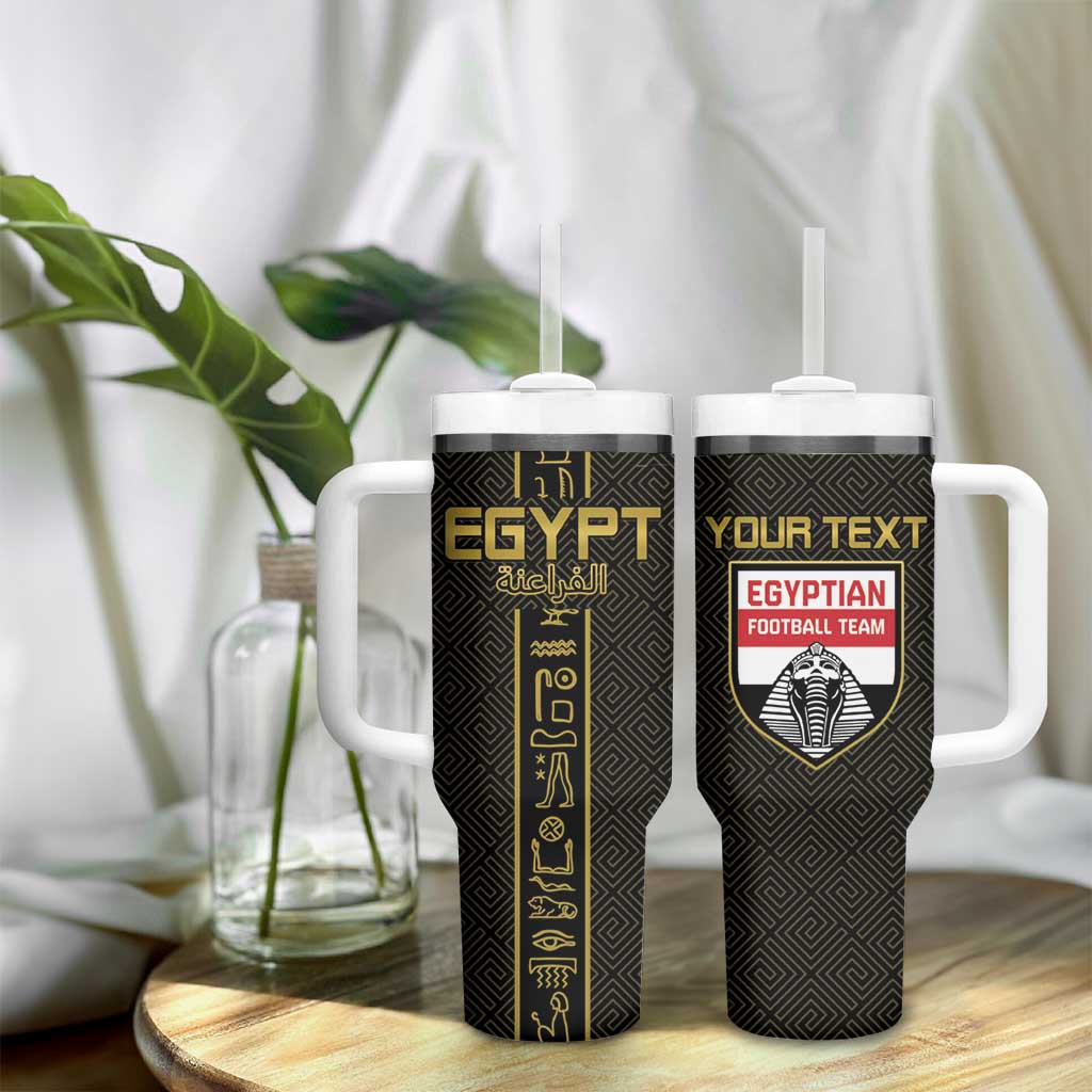 Egyptian Football Custom Tumbler With Handle Yalla Masr - Black Ver