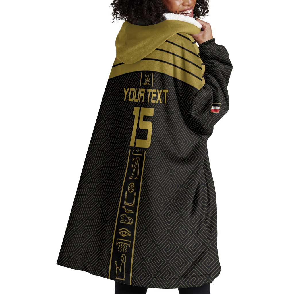 Egyptian Football Custom Wearable Blanket Hoodie Yalla Masr - Black Ver