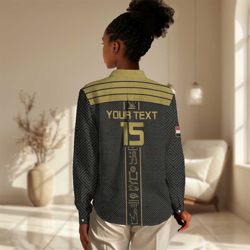 Egyptian Football Custom Women Casual Shirt Yalla Masr - Black Ver