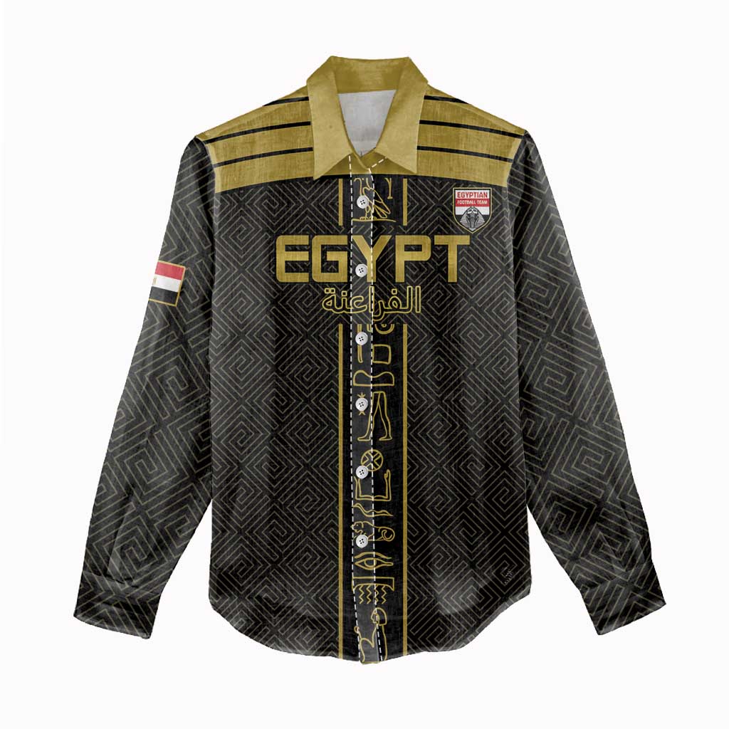 Egyptian Football Custom Women Casual Shirt Yalla Masr - Black Ver
