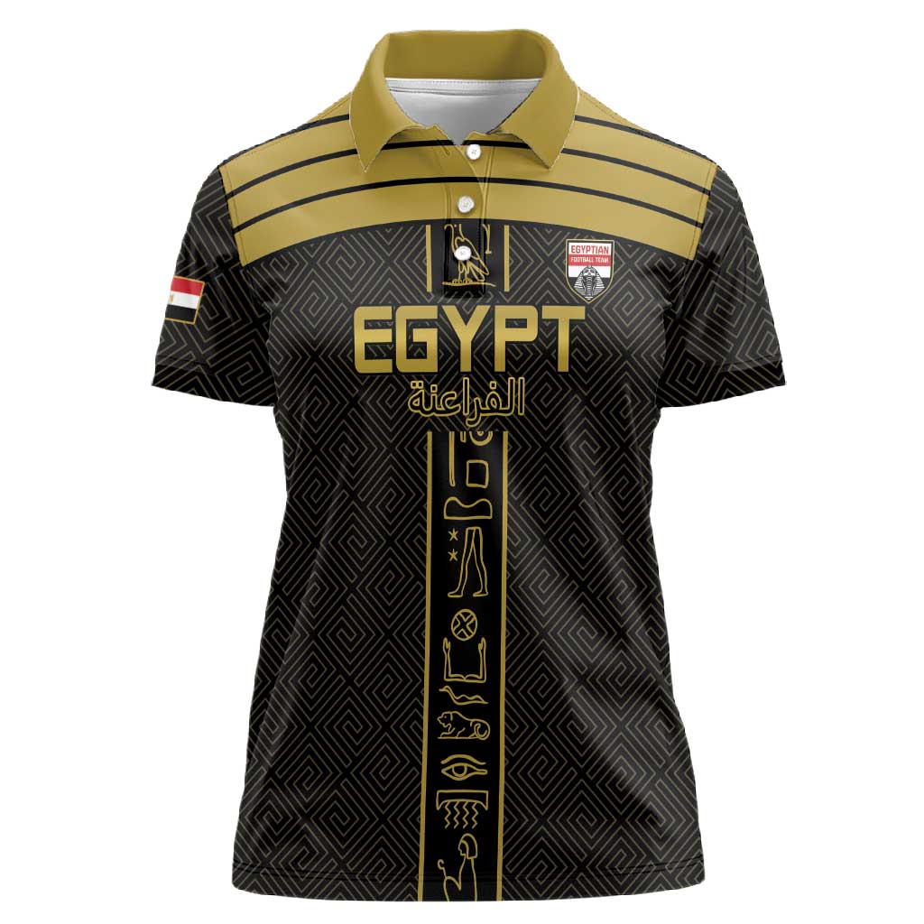 Egyptian Football Custom Women Polo Shirt Yalla Masr - Black Ver