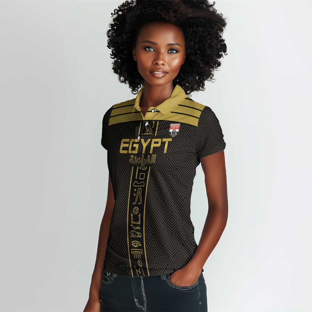 Egyptian Football Custom Women Polo Shirt Yalla Masr - Black Ver