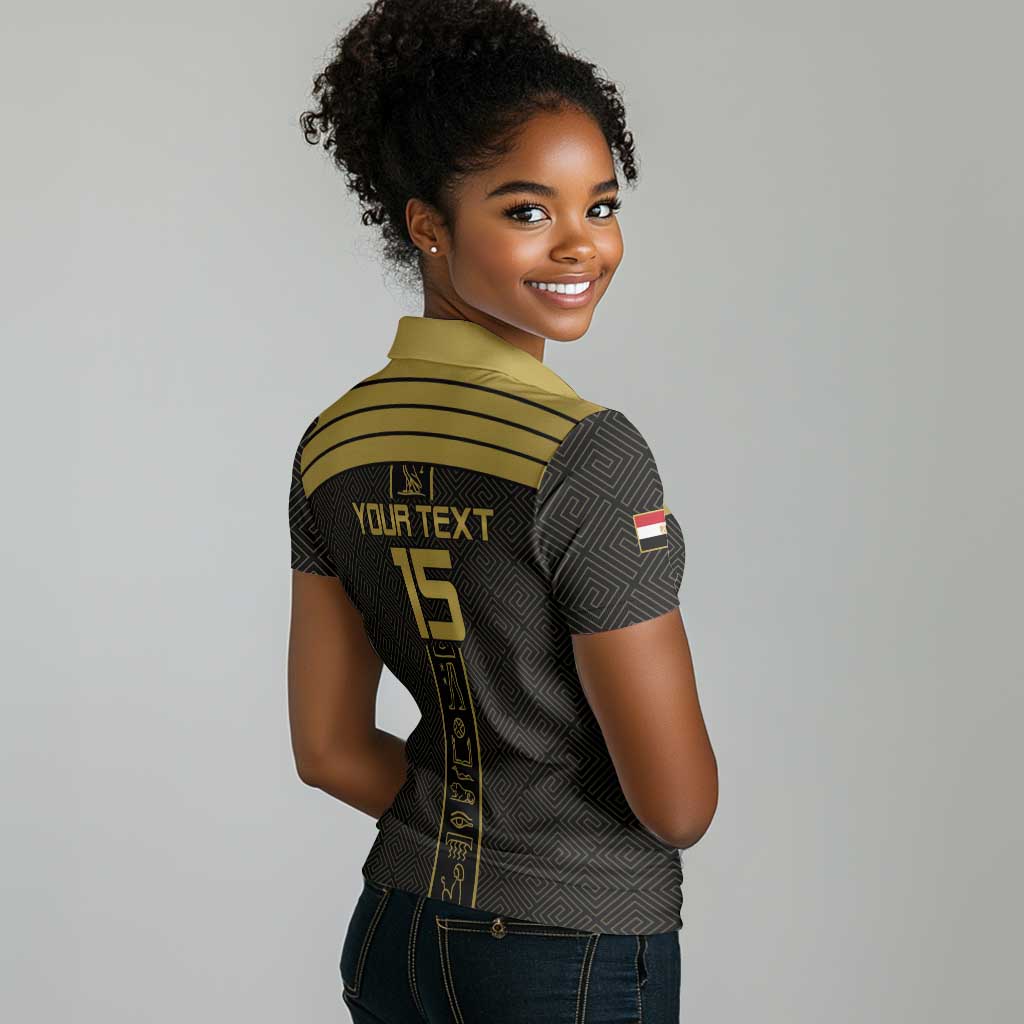 Egyptian Football Custom Women Polo Shirt Yalla Masr - Black Ver