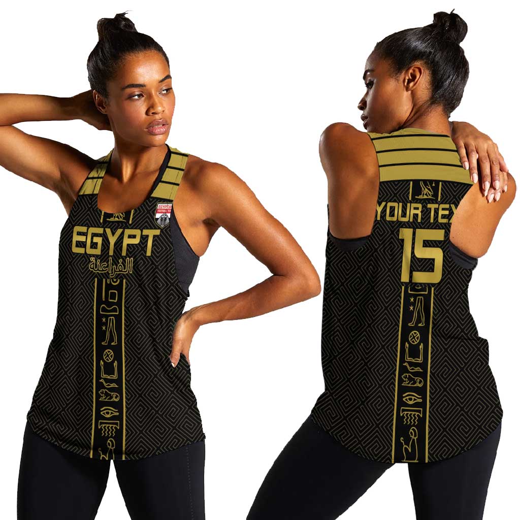 Egyptian Football Custom Women Racerback Tank Yalla Masr - Black Ver