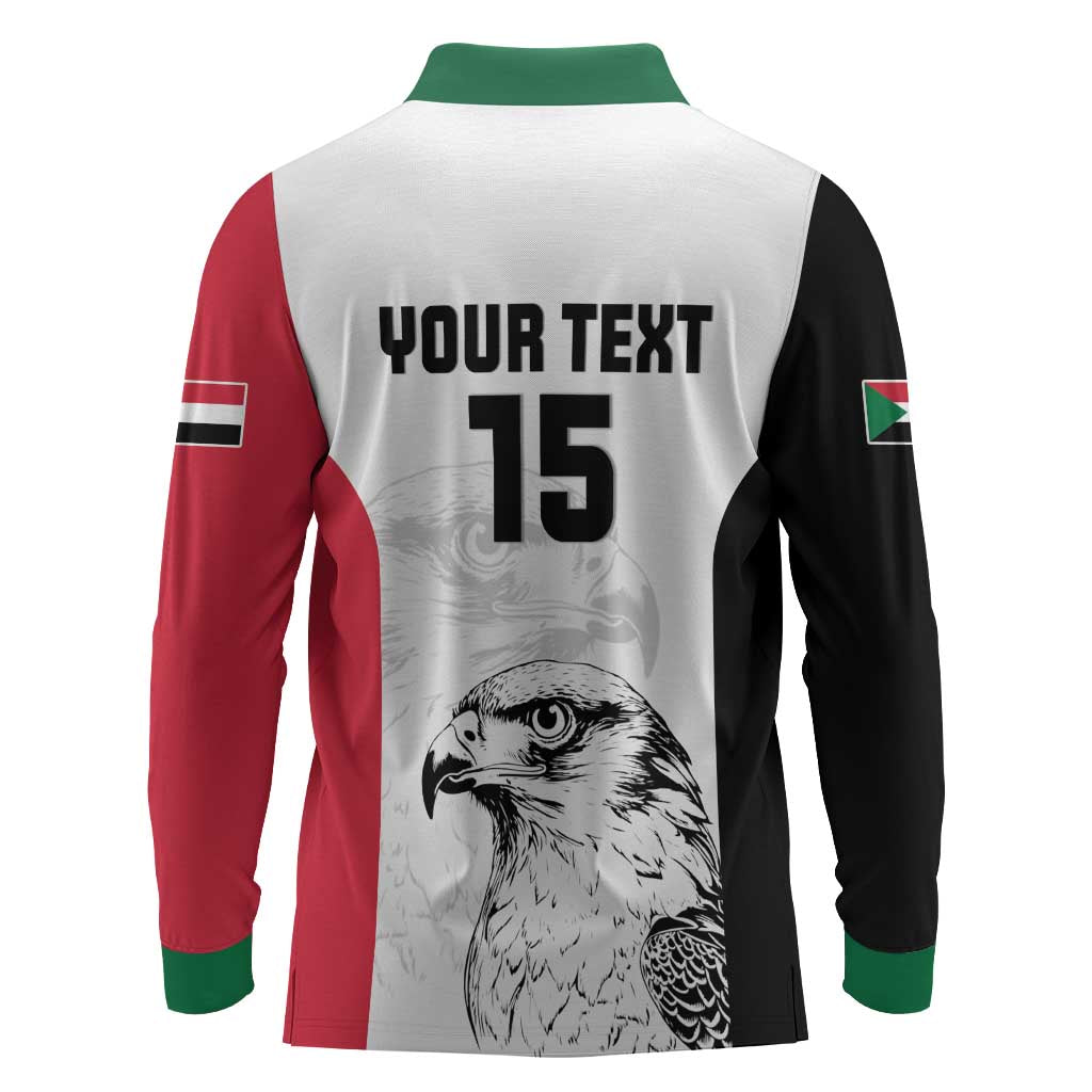Custom Sudan Football Long Sleeve Polo Shirt Yalla Sudan