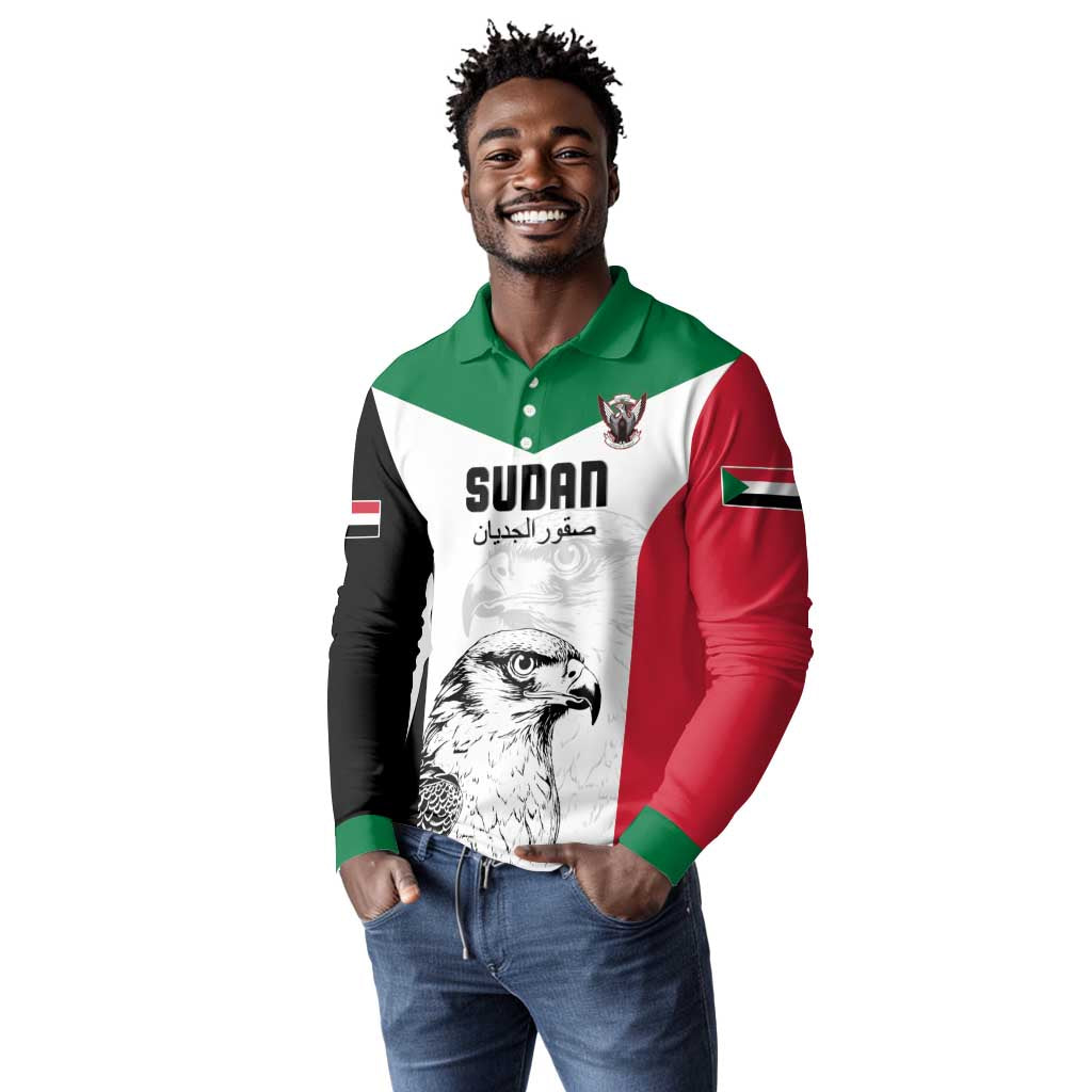 Custom Sudan Football Long Sleeve Polo Shirt Yalla Sudan