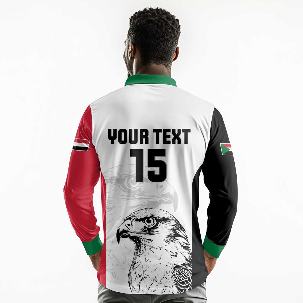 Custom Sudan Football Long Sleeve Polo Shirt Yalla Sudan