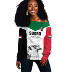 Custom Sudan Football Off Shoulder Sweater Yalla Sudan
