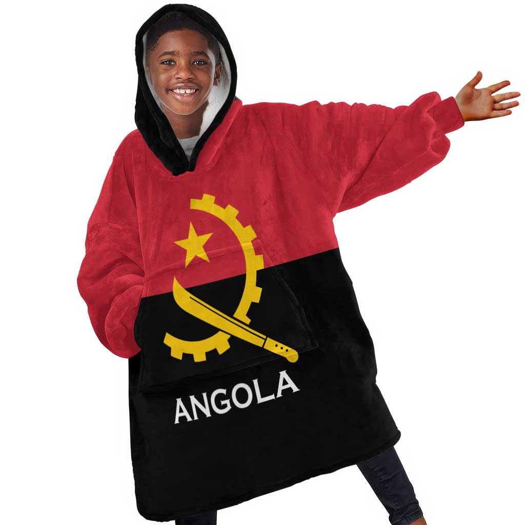 Angola Country Flag Stylized Kid Wearable Blanket Hoodie
