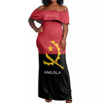 Angola Country Flag Stylized Off Shoulder Maxi Dress