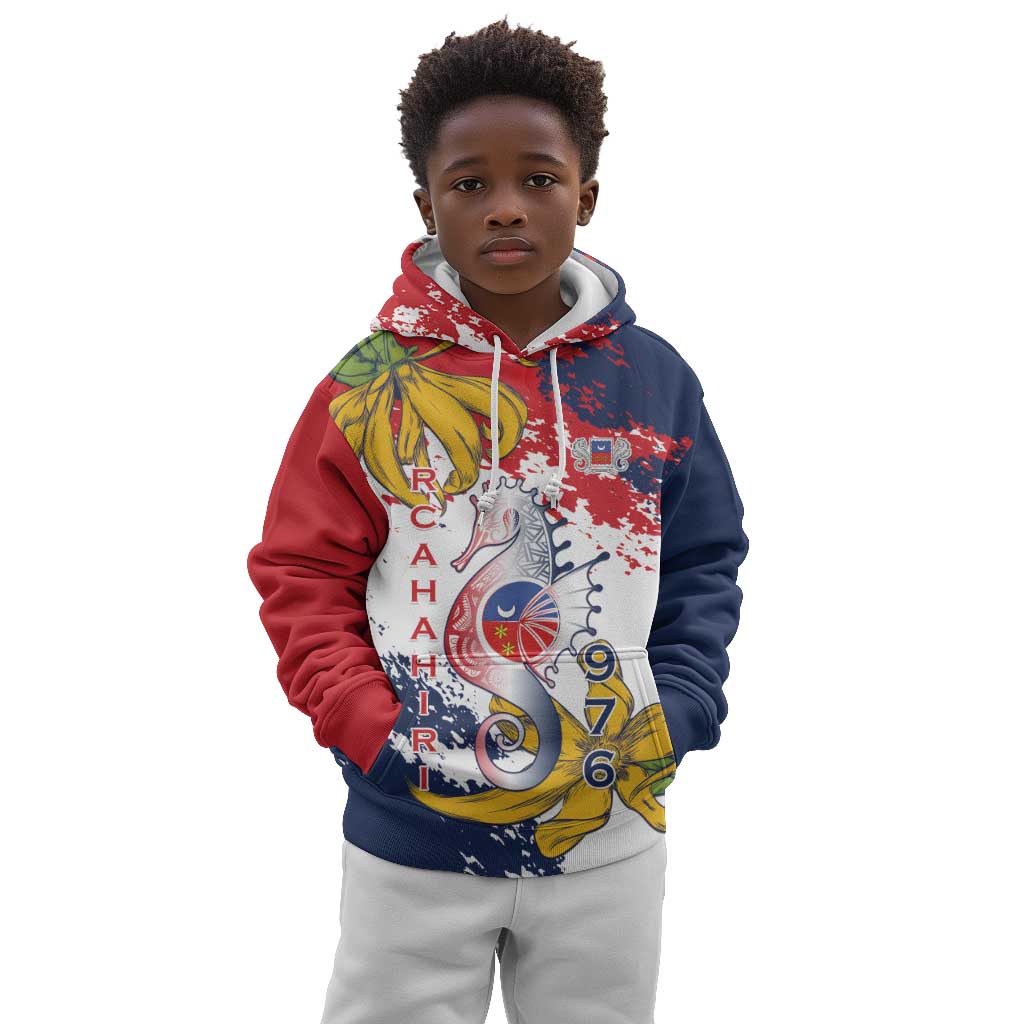 Département de Mayotte Kid Hoodie Ra Hachiri 976 Map With Ylang Ylang