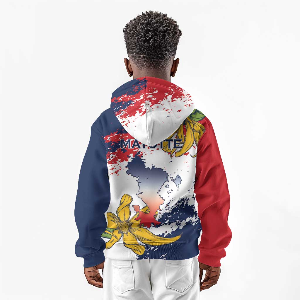 Département de Mayotte Kid Hoodie Ra Hachiri 976 Map With Ylang Ylang