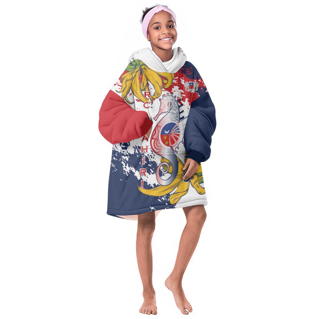 Département de Mayotte Kid Wearable Blanket Hoodie Ra Hachiri 976 Map With Ylang Ylang