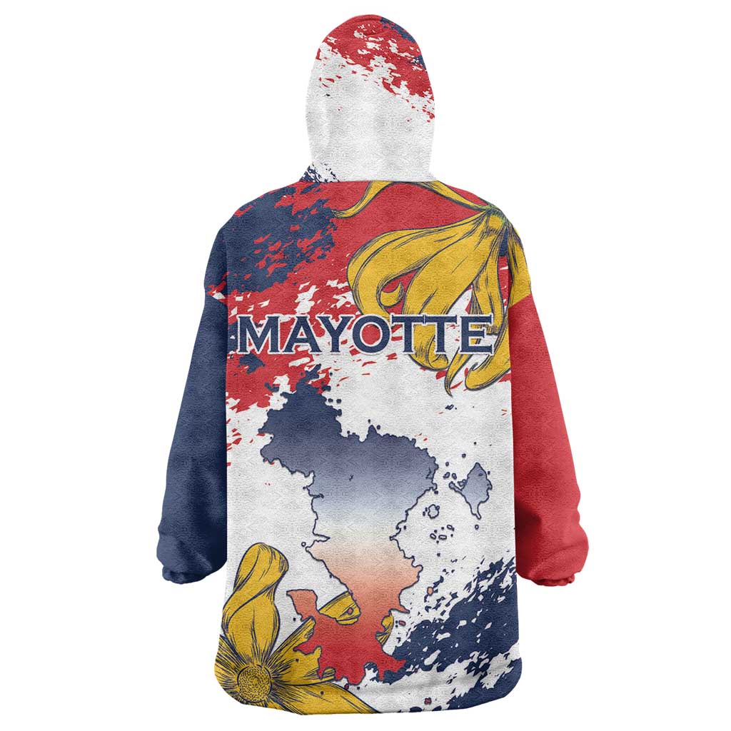 Département de Mayotte Kid Wearable Blanket Hoodie Ra Hachiri 976 Map With Ylang Ylang