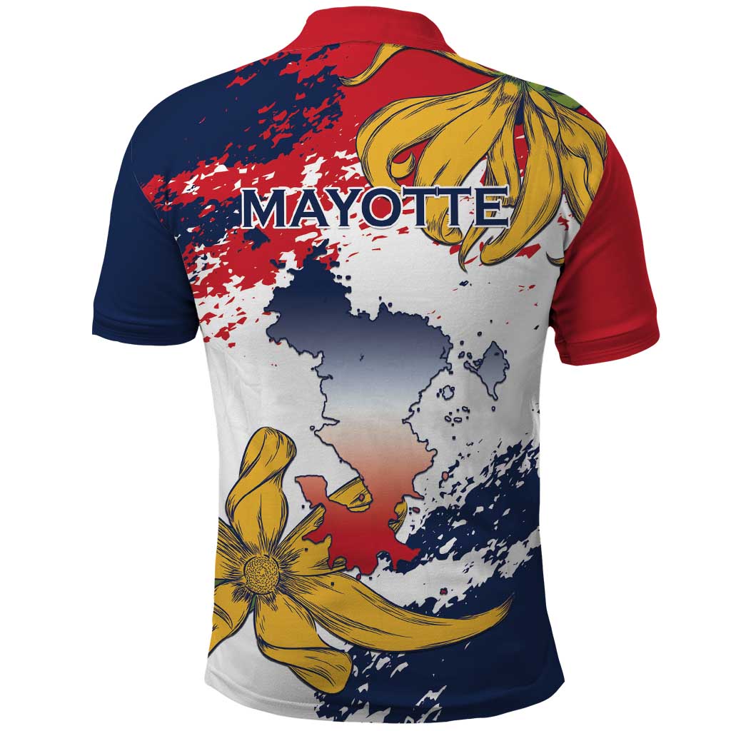 Département de Mayotte Polo Shirt Ra Hachiri 976 Map With Ylang Ylang