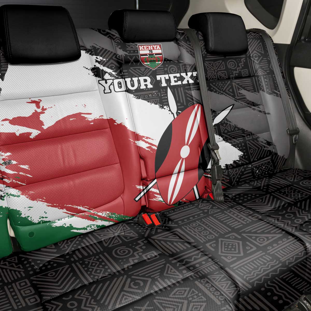 Custom Afro Kenya Back Car Seat Cover Rugby Sevens - African Pattern