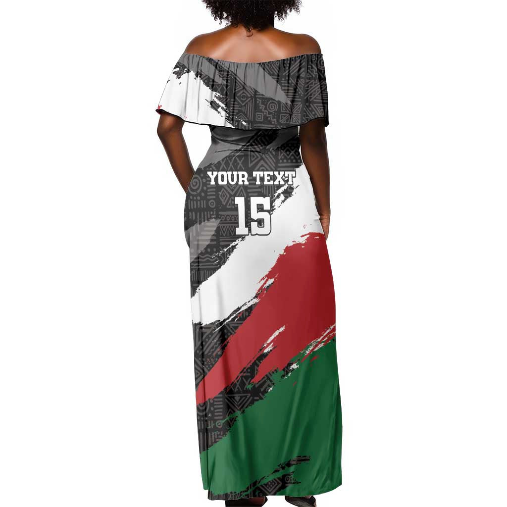 Custom Afro Kenya Off Shoulder Maxi Dress Rugby Sevens - African Pattern