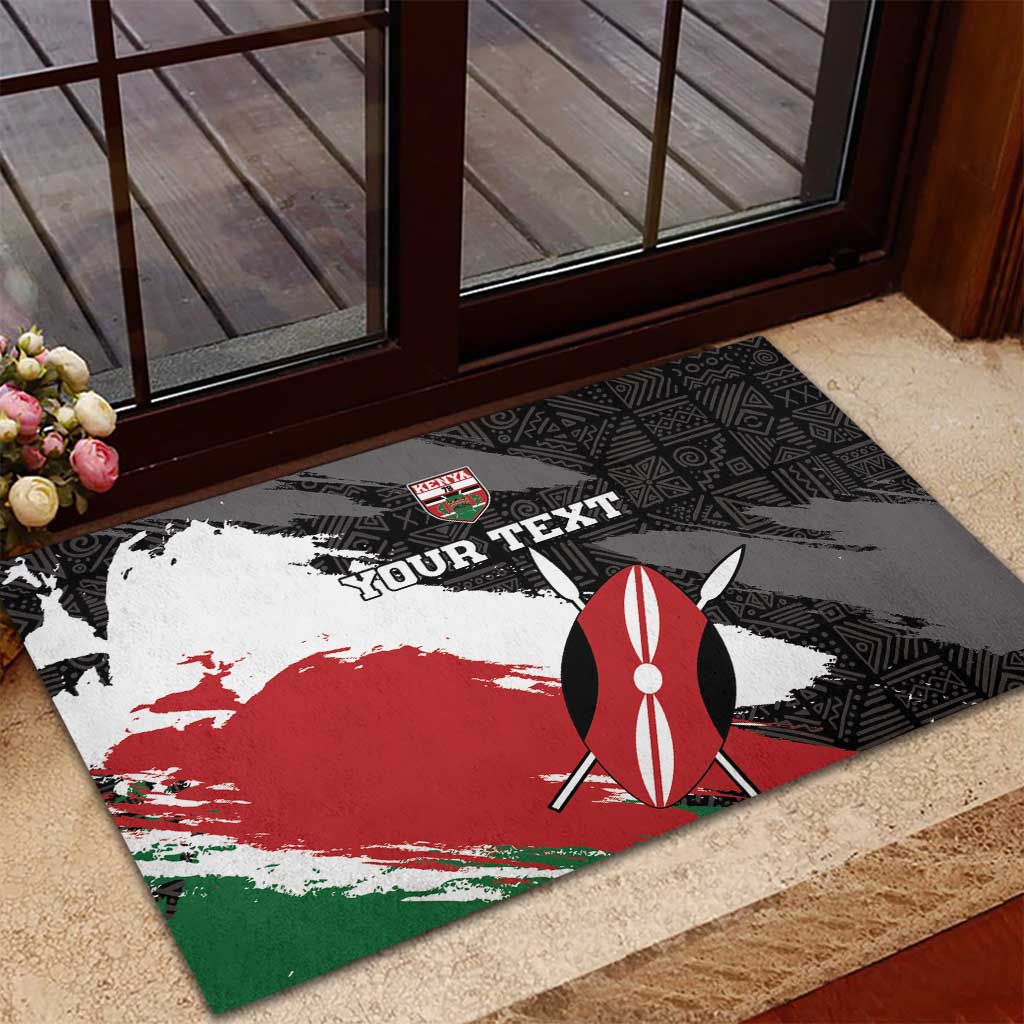 Custom Afro Kenya Rubber Doormat Rugby Sevens - African Pattern