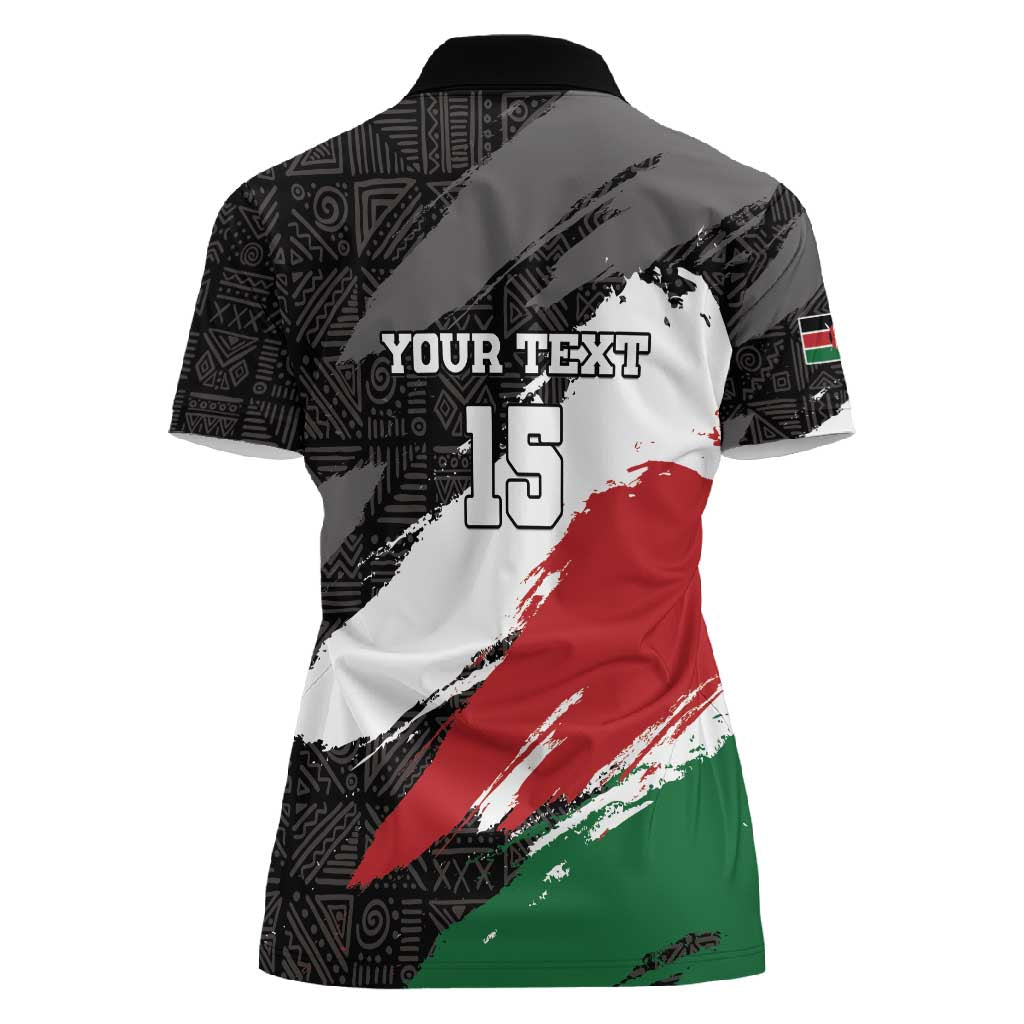 Custom Afro Kenya Women Polo Shirt Rugby Sevens - African Pattern