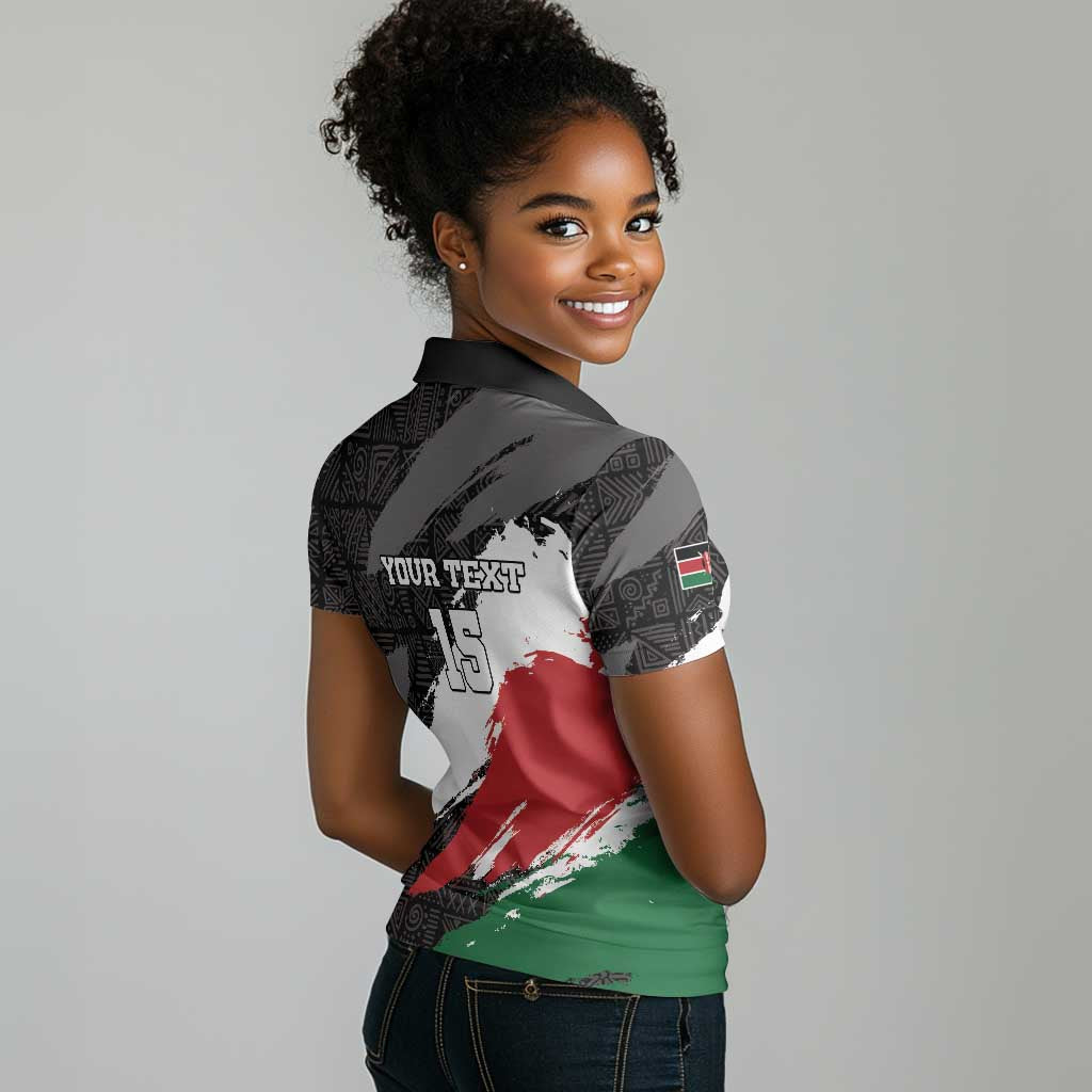 Custom Afro Kenya Women Polo Shirt Rugby Sevens - African Pattern