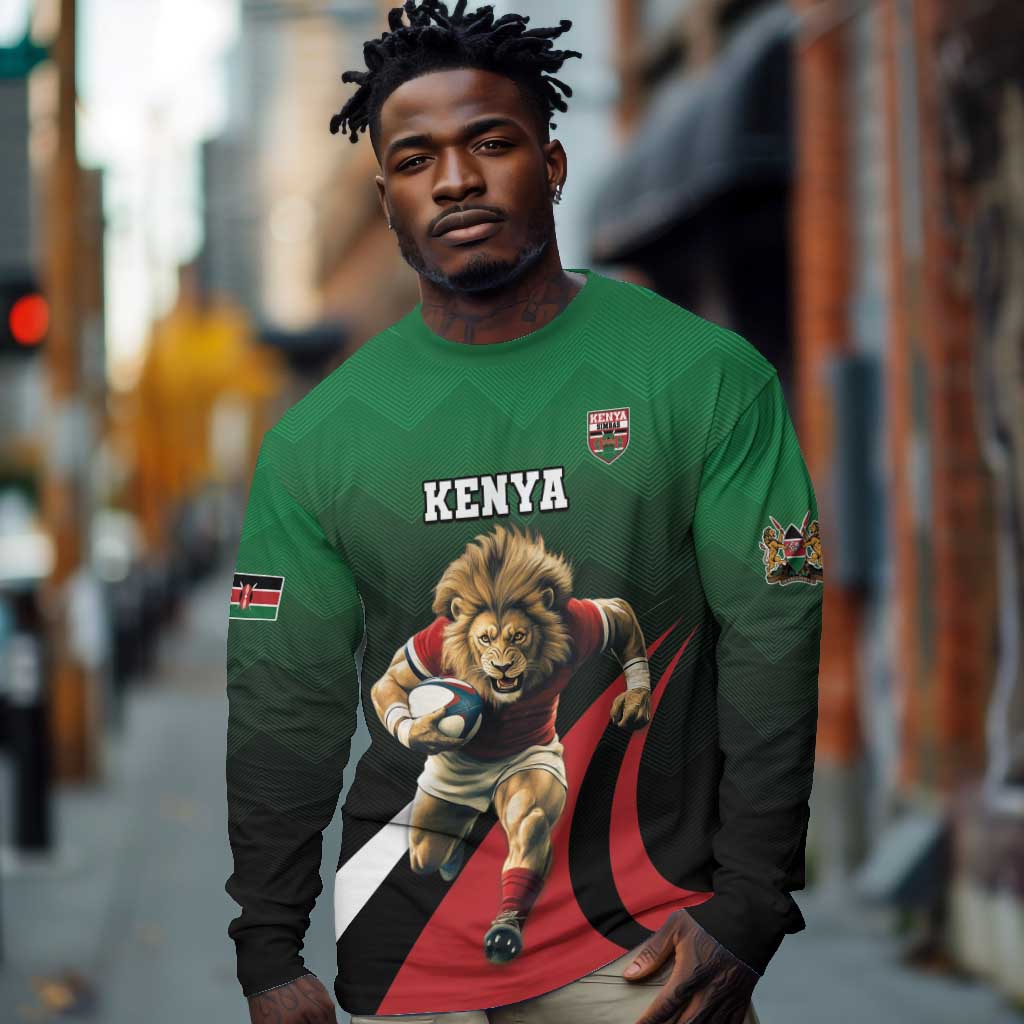 Kenya Rugby Custom Long Sleeve Shirt Simbas Mascot - Sporty Style