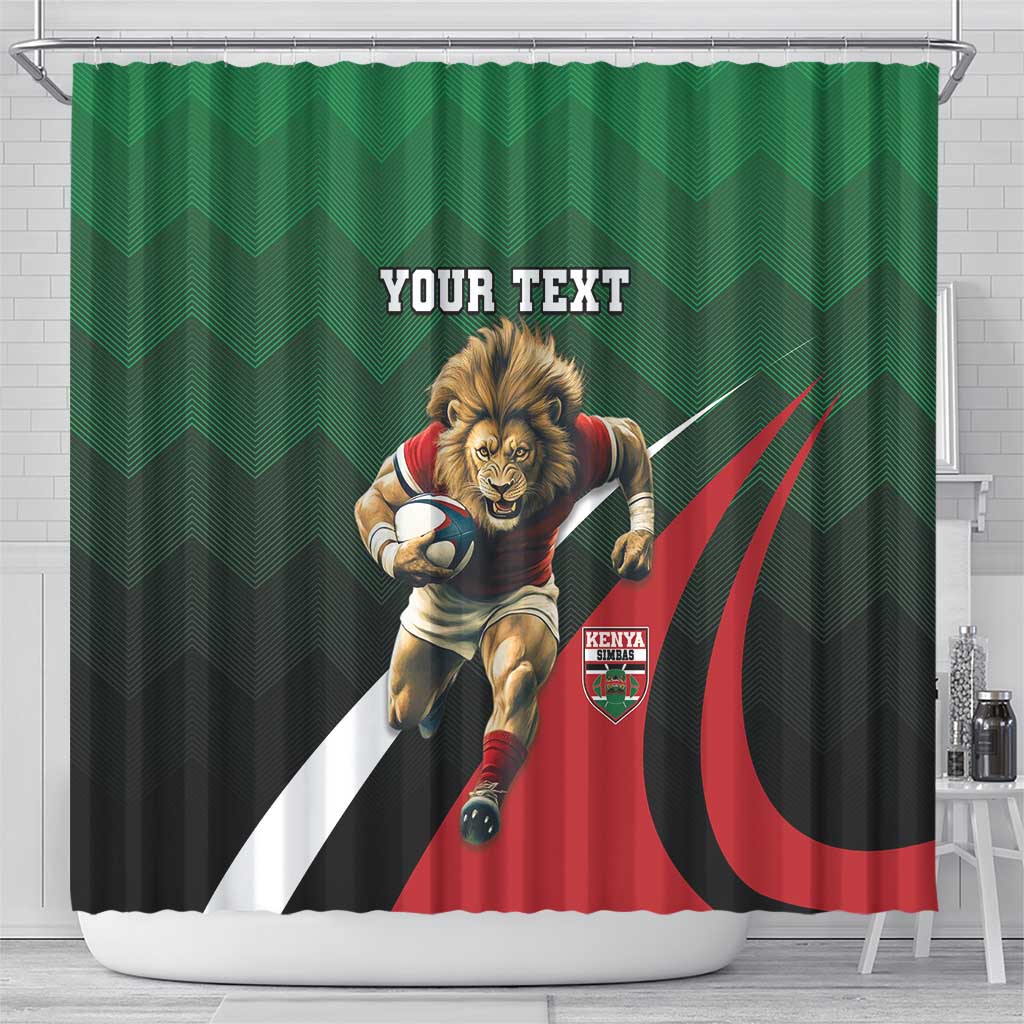 Kenya Rugby Custom Shower Curtain Simbas Mascot - Sporty Style