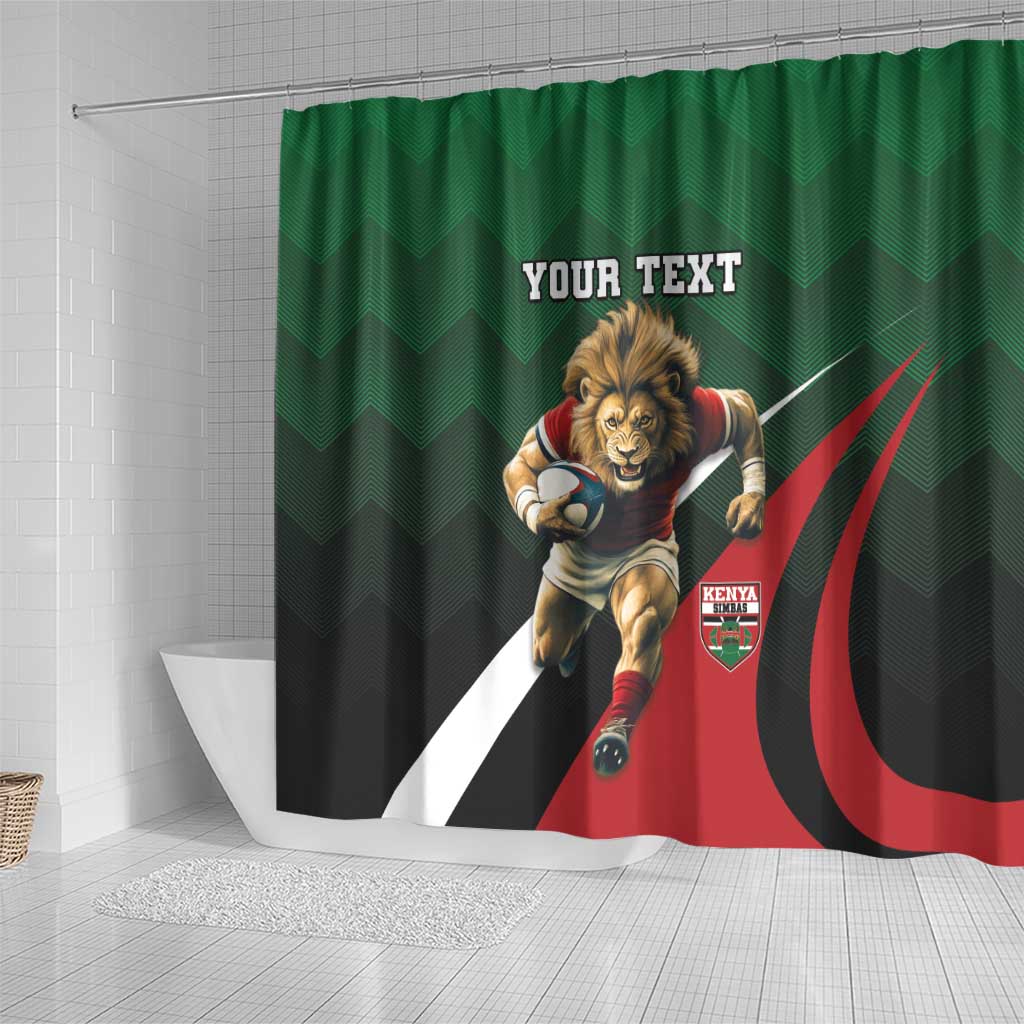 Kenya Rugby Custom Shower Curtain Simbas Mascot - Sporty Style