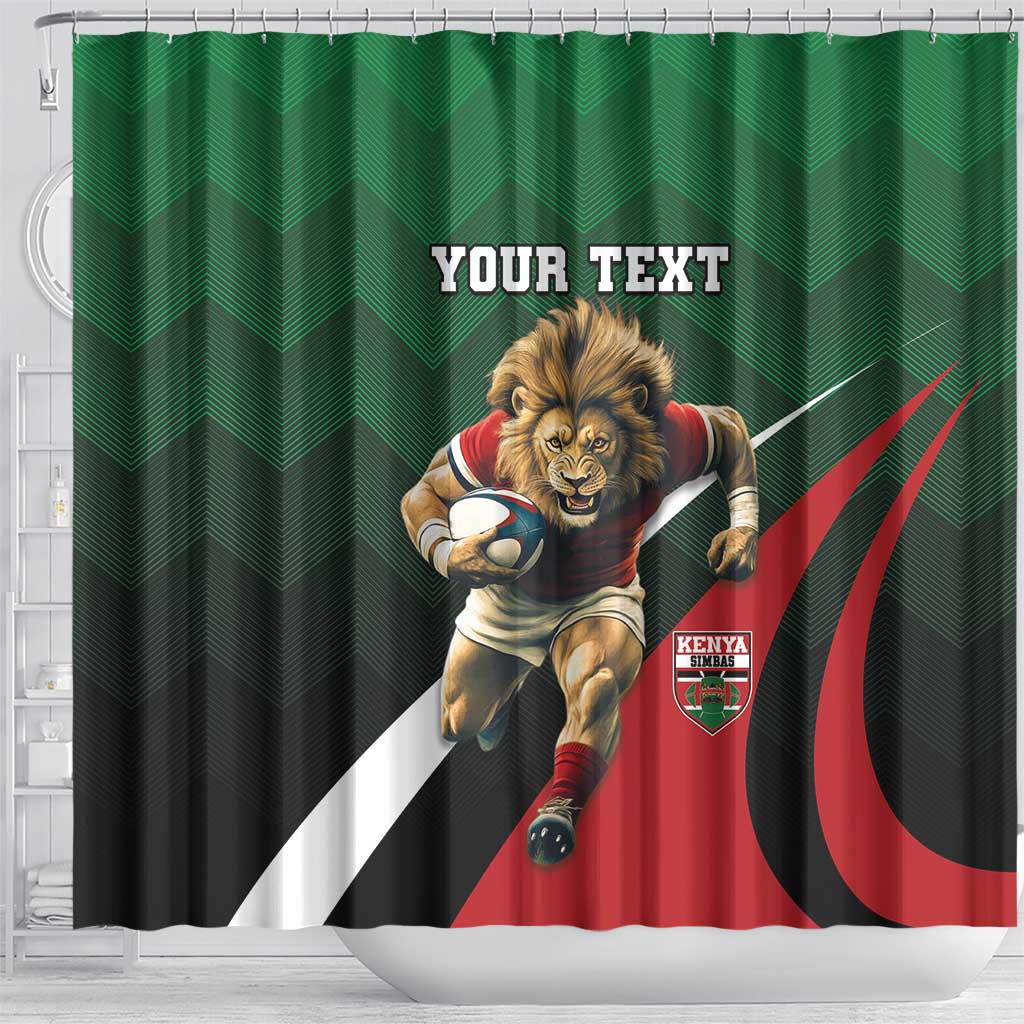 Kenya Rugby Custom Shower Curtain Simbas Mascot - Sporty Style