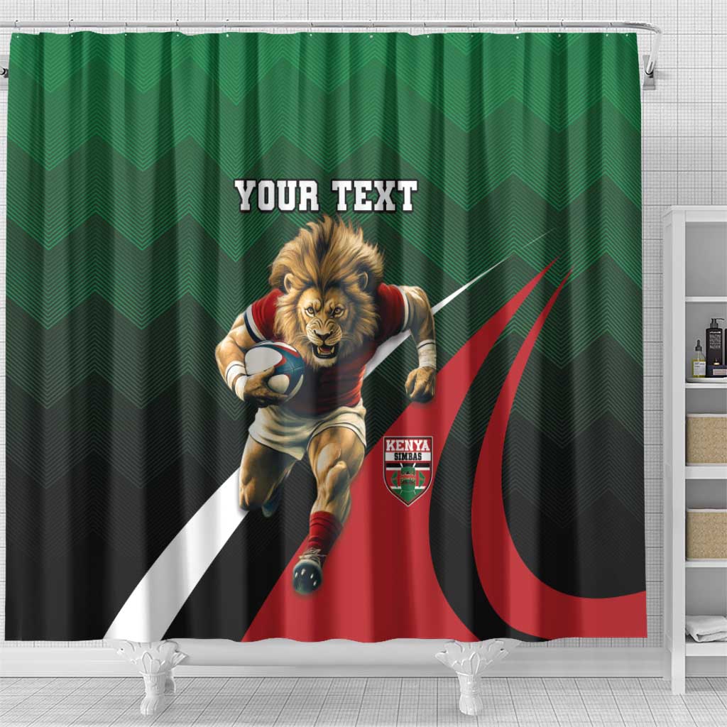 Kenya Rugby Custom Shower Curtain Simbas Mascot - Sporty Style