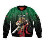 Kenya Rugby Custom Sleeve Zip Bomber Jacket Simbas Mascot - Sporty Style