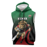 Kenya Rugby Custom Sleeveless Hoodie Simbas Mascot - Sporty Style - African Pride