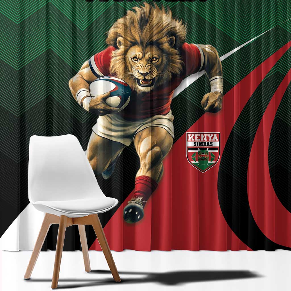 Kenya Rugby Custom Window Curtain Simbas Mascot - Sporty Style