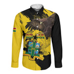 Afro Ghana Long Sleeve Button Shirt Eagle With Coat Of Arms