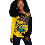 Afro Ghana Off Shoulder Sweater Eagle With Coat Of Arms